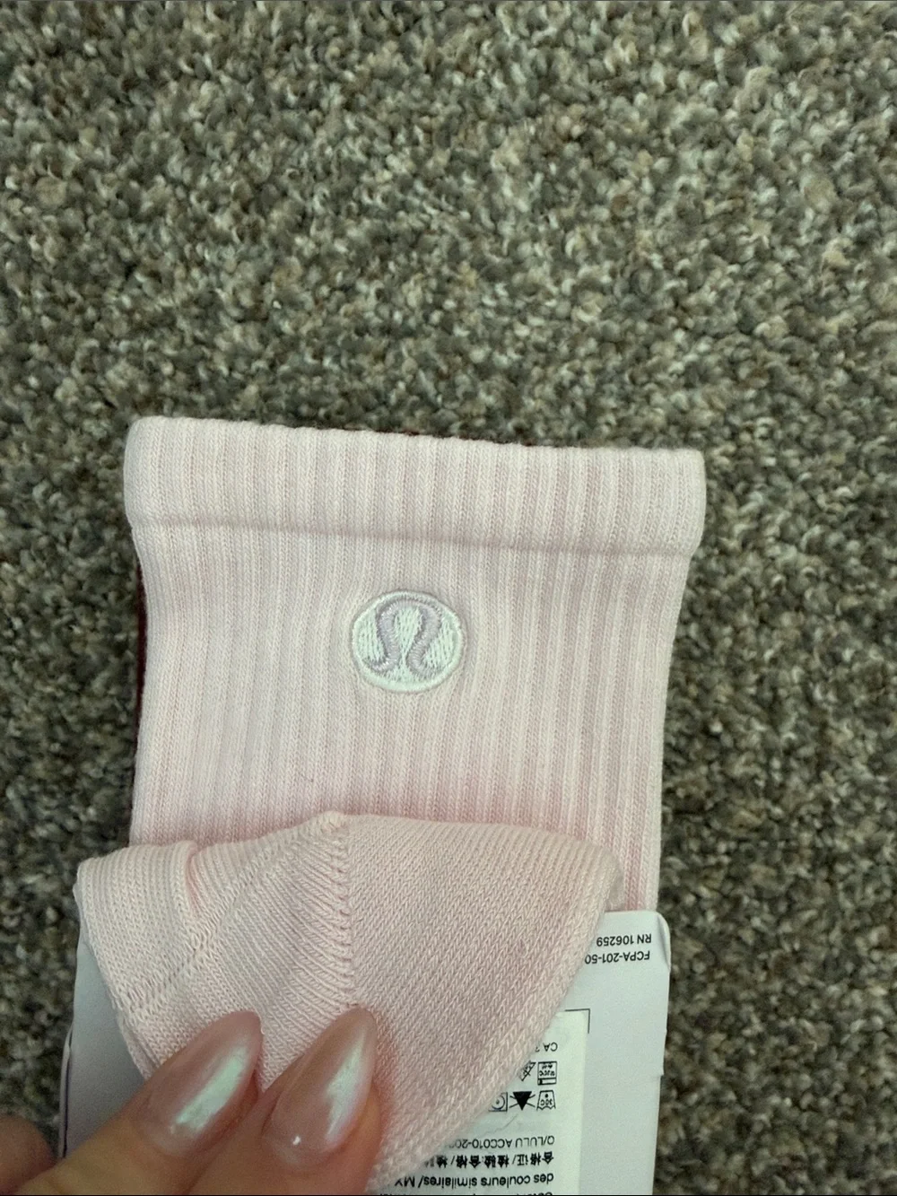 Lululemon 3 Pack Large Crew Length Sock Trio - Burgundy, White & Light Pink